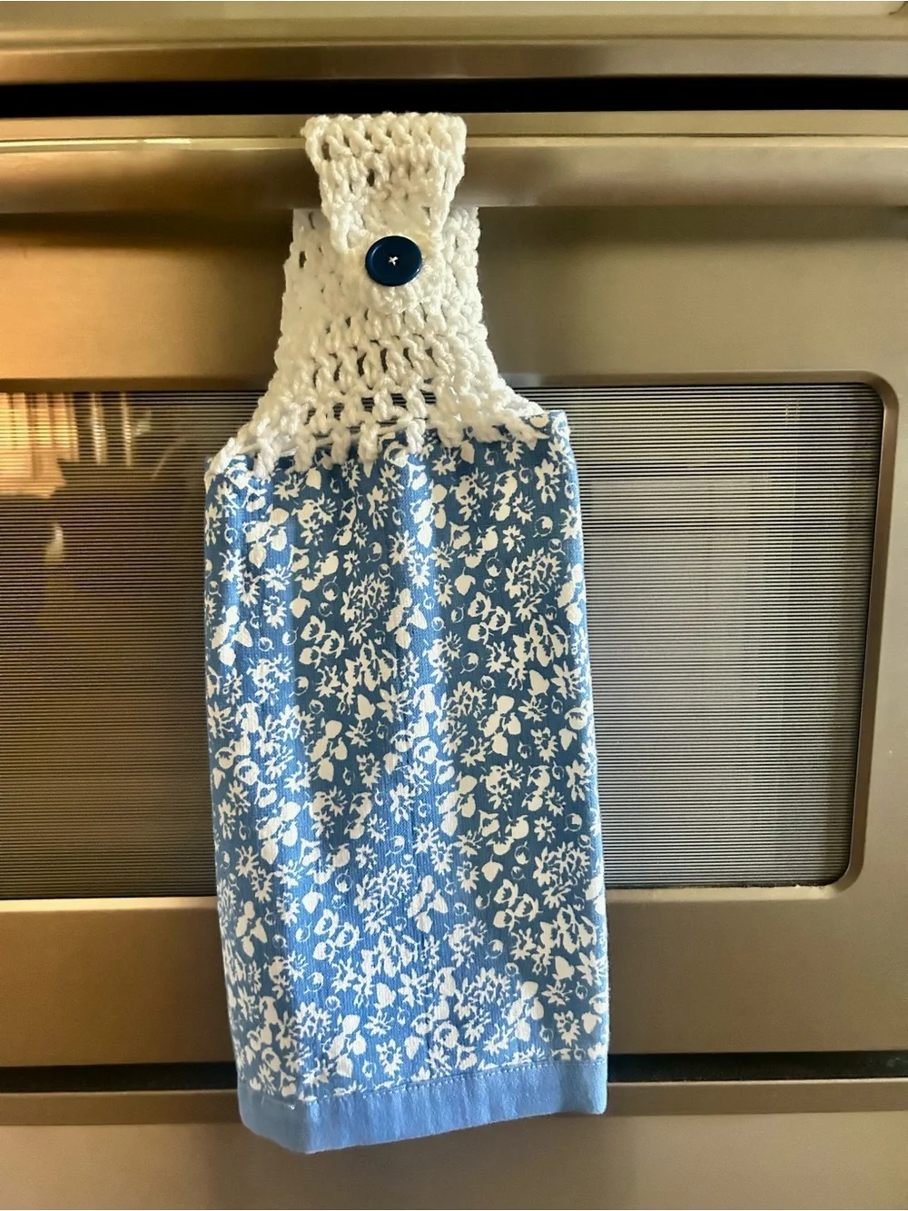 HAND CRAFTED Colorful Floral Crochet Top Hanging Kitchen or Bathroom Hand Towel